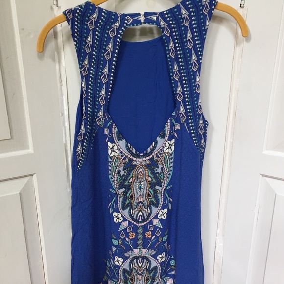 Ecote' Blue Boho Sleeveless Mini Dress - Picture 11 of 13